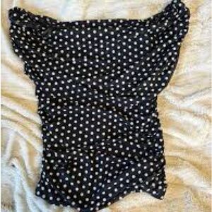 Free People Black and White Polka Dot Blouse